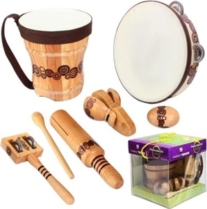 Wooden Musical Instruments Set for Kids Percussion Natural Wooden Music Kit - Picture 1 of 8
