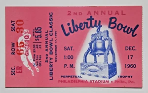 1960 2nd Annual Liberty Bowl Football TICKET STUB Penn State vs Oregon (Seat 30) - Picture 1 of 3