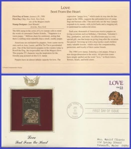 USA2 #2202 ADDR GOLDEN REPLICA FDC Love Puppy - Picture 1 of 1