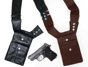 Leather Shoulder Men's Underarm Pistol Bag Concealed Hidden Tactical Gun Pouch - Picture 1 of 21