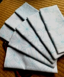Jpanese Embroidery SASHIKO NASKA HANA FUKIN 35cm 38cm White 15 pattern - Picture 1 of 42