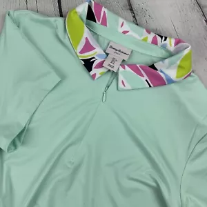 Polo smanicata Tommy Bahama golf donna grande come nuova 1/4 zip colletto floreale - Foto 1 di 9