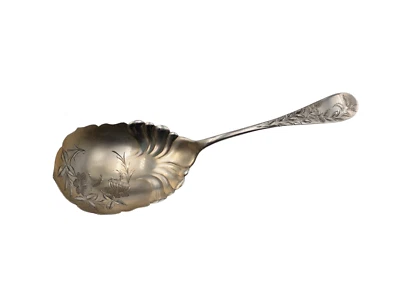 Berry Spoon A.F. Towle & Son Bright Cut 1880 年代纯银餐具 9 英寸 68 克 — 第 1/4 张图片