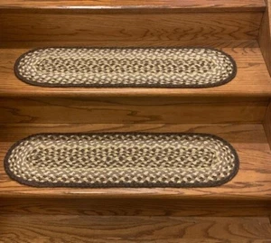 Alfombras trenzadas ovaladas de chocolate y pisada de escalera natural - Imagen 1 de 2