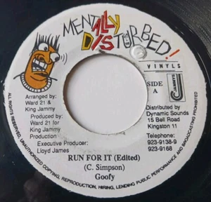 Goofy - Run For It Vinyl 45 - 1999 Mentally Disturbed - Jamaica  - Picture 1 of 6