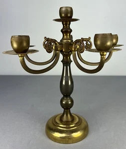 FIVE ARM FRENCH VINTAGE BRASS CANDELABRA 1,2kg (LOT 5158) - Picture 1 of 11