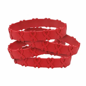 7 3/4" Red Awareness Ribbon Pop-Out Rubber Bracelets - 24 Pc. - Picture 1 of 1