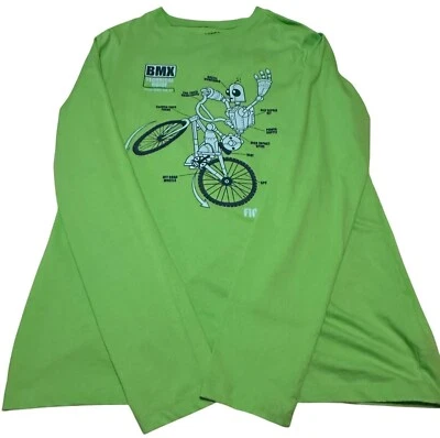 Boy's Lands' End Long-Sleeved Graphic Tee 100% Cotton Green Color Size 18H-20H - Image 1 of 4