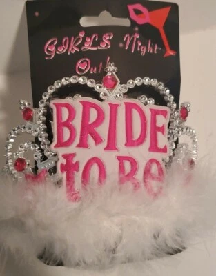 Tiara Bride To Be, Plástico con Piedras Rosas y Plumas, Despedida de Soltera Foto 1 de 4