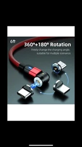 Statik 360 Rotating Magnetic Fast Charging Cable Universal 3 In 1. - Zdjęcie 1 z 6