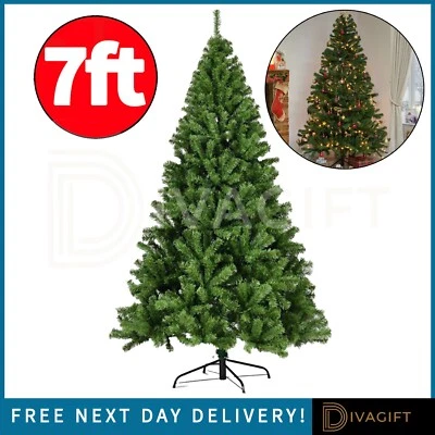 7FT CHRISTMAS TREE WITH STAND BUSHY TRADITIONAL ARTIFICIAL XMAS TREE HOME 7 FOOT - Image 1 of 4