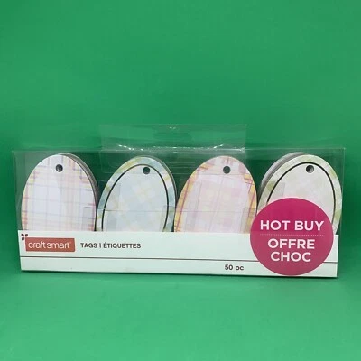 Craft Smart Gift Tags Label Oval Egg Spring Easter Pastel Plaid 50 Pcs 2.7"x4.2" - Image 1 of 4