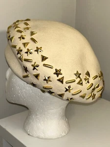 Raro cappello berretto New York Paris Mr. John colore panna 100% lana BELLO - Foto 1 di 7