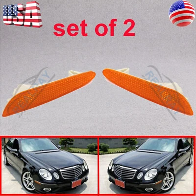 Juego de 2 luces de señalización laterales de parachoques amarillas aptas para Mercedes Benz E320 2003-2006 Foto 1 de 4