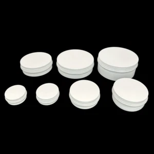 Glossy White Aluminium Tin, Screw Cap, Lip Balm Jar Container, Small Round Tins - Picture 1 of 3