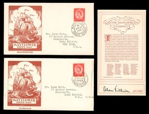 GB MAYFLOWER II QE2 1957 Maiden Voyage SHIP'S MAIL Covers PLYMOUTH, SOUTHAMPTON - Picture 1 of 1
