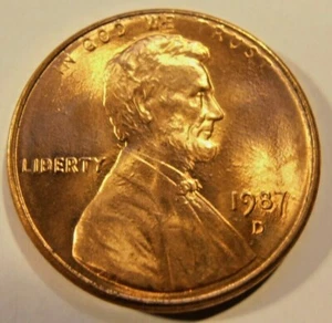 1987 D Lincoln Cent -  BU from a nice roll - Picture 1 of 8