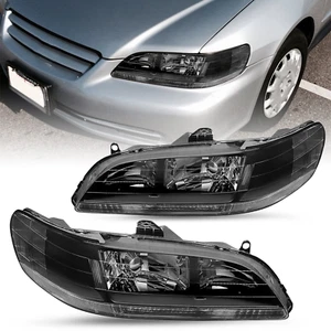 For 1998-2002 Honda Accord Black Clear Corner Headlights Assembly Pair - Picture 1 of 7