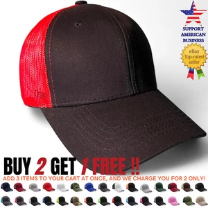 Trucker Hat Mesh Baseball Cap Mens Plain Adjustable Blank Snapback Ball Hats - Picture 1 of 153