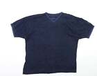 Petroleum Mens Blue Cotton T-Shirt Size M V-Neck