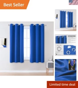 Noise-Reducing Royal Blue Blackout Panels 45 Inches Long - Ideal for Boys' Rooms - Picture 1 of 10