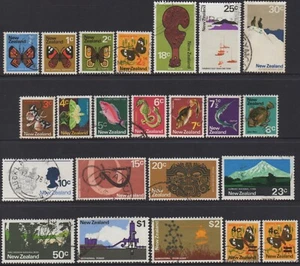 NEW ZEALAND 1970-71 DEFINITIVES PICTORIALS SET OF (21) +2 PROVISIONALS VFU - Picture 1 of 1