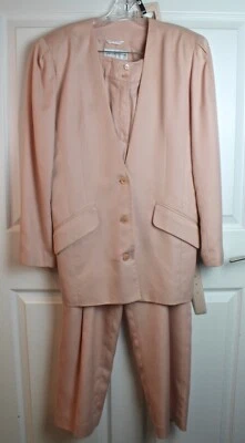 Conjunto de Traje Chaqueta Pantalón Cinturón Cuero 6 Colección Liz Claiborne Rosa Sarga Años 80 De Colección Foto 1 de 4