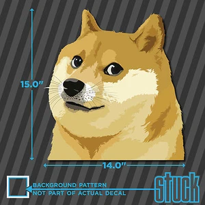 Doge Head LARGE - 14.0"x15.0" - printed vinyl decal sticker much wow shibe - Picture 1 of 1