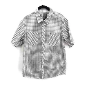 Camisa Billabong Para Hombre Mediana Blanca A Cuadros Manga Corta Informal Abotonada - Imagen 1 de 4