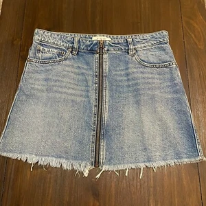 Free People Denim Mini Skirt Zip It Up Size 30 - Picture 1 of 5