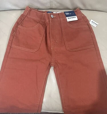 Jeans de mezclilla Old Navy de tiro alto holgados pierna ancha naranja óxido 12 XL Foto 1 de 4