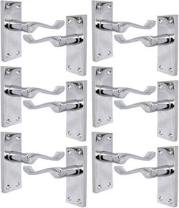 Modern Victorian Chrome DOOR HANDLES Scroll Lever Latch Door Handles Silver6. - Picture 1 of 15
