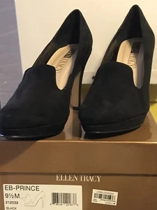 ellen tracy Pumps Black Suede 9 1/2 M Platform 1/2 Inch, Heel 4 Inch - Picture 1 of 4