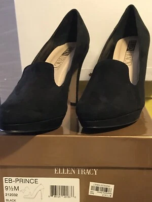 Zapatos de salón Ellen Tracy de gamuza negra 9 1/2 M plataforma 1/2 pulgada, tacón 4 pulgadas Foto 1 de 4