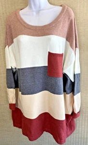 NWT Ella Mae's Boutique STRETCH Colorblock Pocketed Sweater~Women's 2XL~SOFT~ - Picture 1 of 7