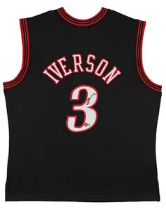 76ers Allen Iverson Authentic Signed Black M&N HWC Swingman Jersey BAS Witnessed - Picture 1 of 4