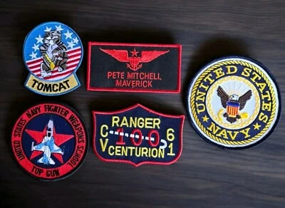 TOP GUN 2 MOVIE PETE "MAVERICK" MITCHELL 5PC SET COSTUME COSPLAY IRON ON PATCH - Image 1 of 3