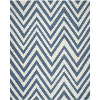 SAFAVIEH Dhurries DHU568A Handwoven Blue / Ivory Rug - Image 1 of 4