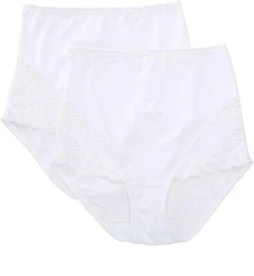 Bali WHITE Shaping Brief with Lace 2-Pack, US Medium - Image 1 of 3