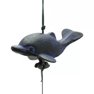 Carillon a vento giapponese FURIN design delfino nero e blu ghisa/made in Japan - Foto 1 di 1