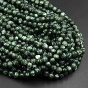 Serafinite russa perline rotonde lisce 6 mm vere originali 14" 1 fili - Foto 1 di 4