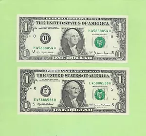 '4588 8854 & 4588 4588' .. MATCHING .... UNCIRC $1 RADAR & REPEATER - Picture 1 of 2