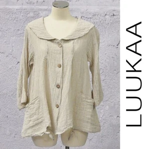 Chaqueta Top LUUKAA Lino 8Y0320 Lagenlook SWEET SOPHIA (tallas 6-20) 2018 BEIGE - Imagen 1 de 17