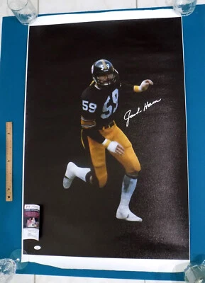 JACK HAM HOF Signed Autograph Auto 38x23.5 Canvas Poster Steelers JSA 💎 COA - Image 1 of 4
