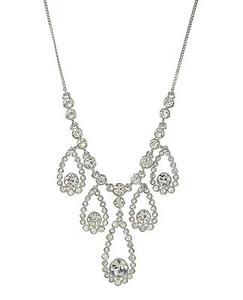 GIVENCHY Swarovski Crystal Silver Teardrop Bridal Statement Necklace NWT $98 - Picture 1 of 1