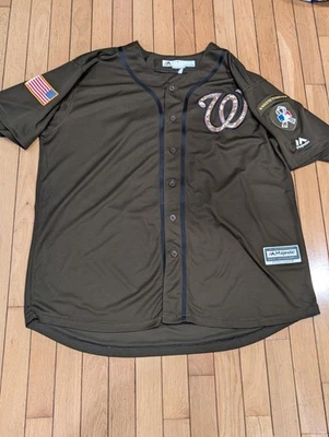 Washington Nationals Jersey Mens 2XL Salute to Service MLB Baseball Scherzer - Image 1 of 4