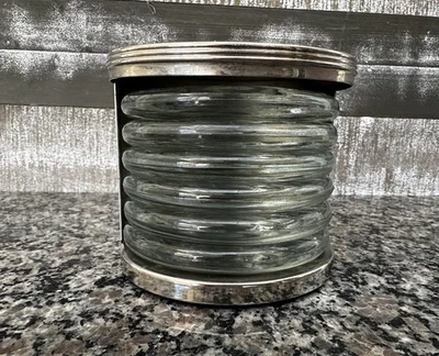 Juego de posavasos vintage de vidrio Kamenstein MCM de 6 piezas con soporte plateado Foto 1 de 4