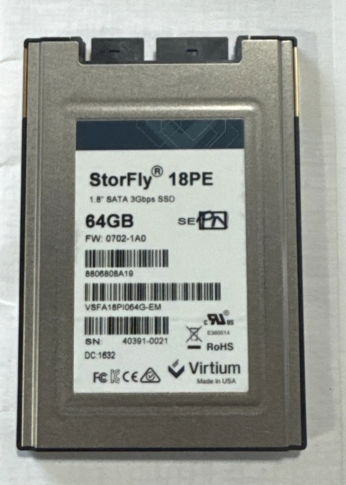 Virtium StorFly 18PE 64GB SATA 3Gbps 1.8-inch Industrial SSD VSFA18PI064G-EM - Image 1 of 1