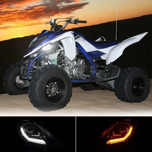 LED Headlights Set For YAMAHA Raptor 250 350 700 Wolverine 350 450 YFZ450 450R/X - Picture 1 of 10