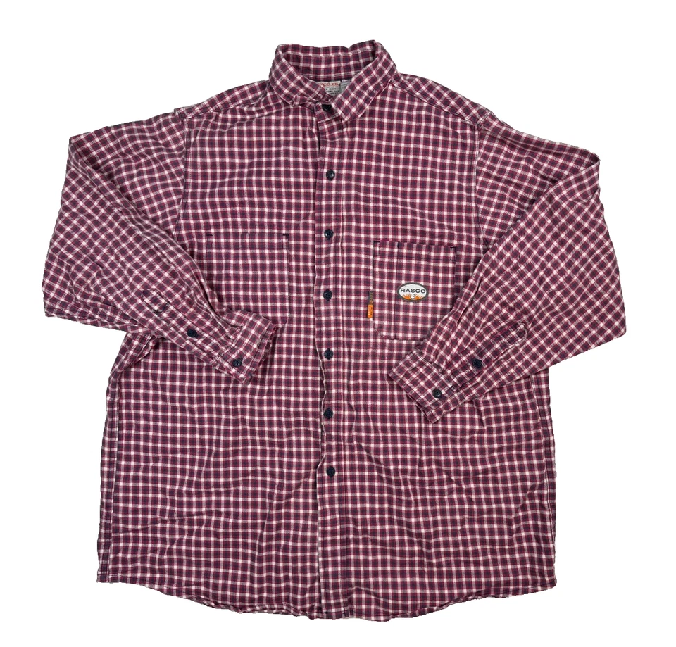 Camisa Rasco FR Para Hombres XL Roja A Cuadros Abotonada Manga Larga NFPA 2112 HRC 2 PLR756 Foto 1 de 4
